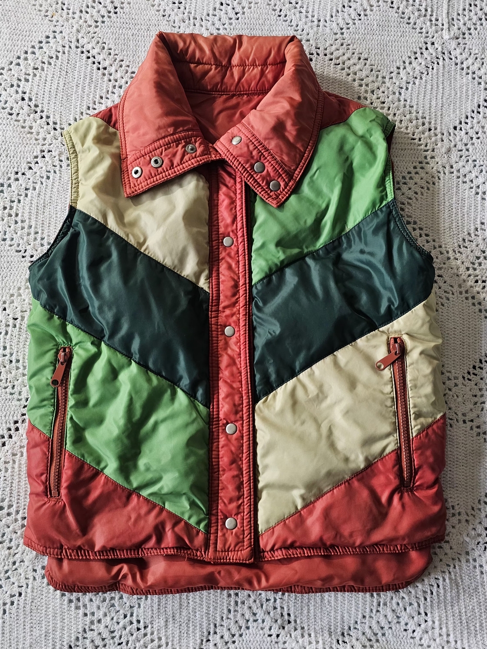 Vintage Colorblock Puffer Vest White Stag Brand